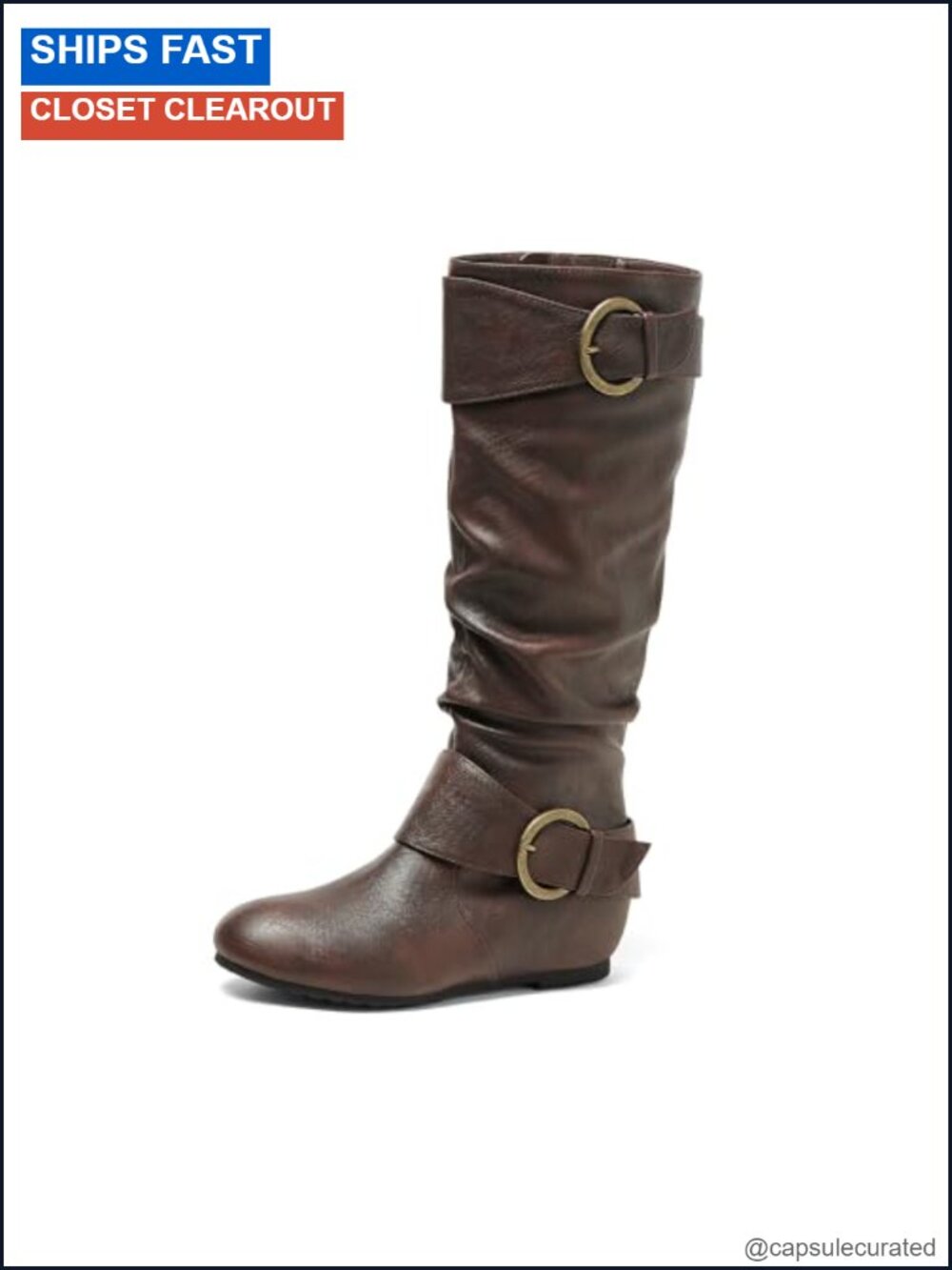 Knee High Wedge Boots Side Zip Inner Pocket Faux Fur Lining Women's Winter